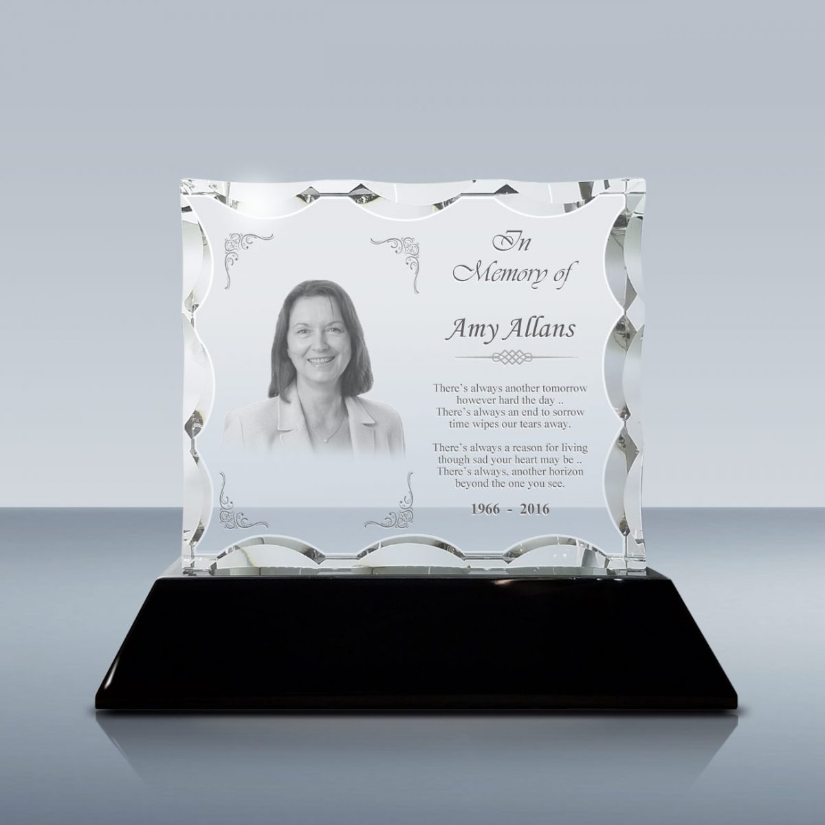 Rectangular Etched Picture In Crystal Memorial Plaque Goodcount D Crystal Etching Gift