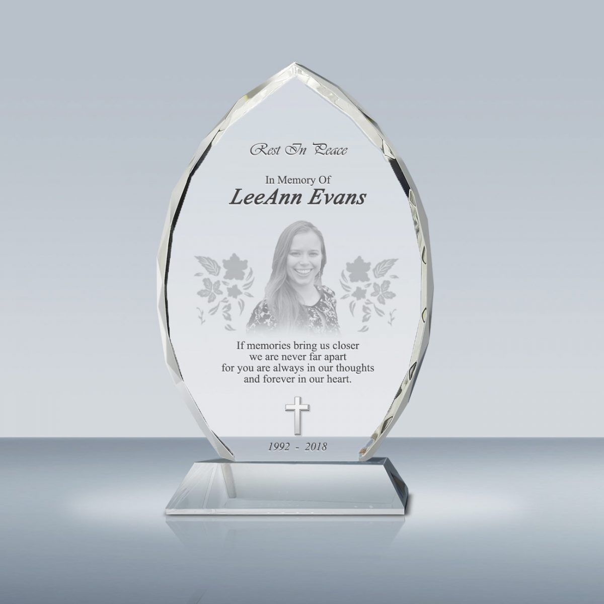 Rectangular Etched Picture In Crystal Memorial Plaque Goodcount D Crystal Etching Gift