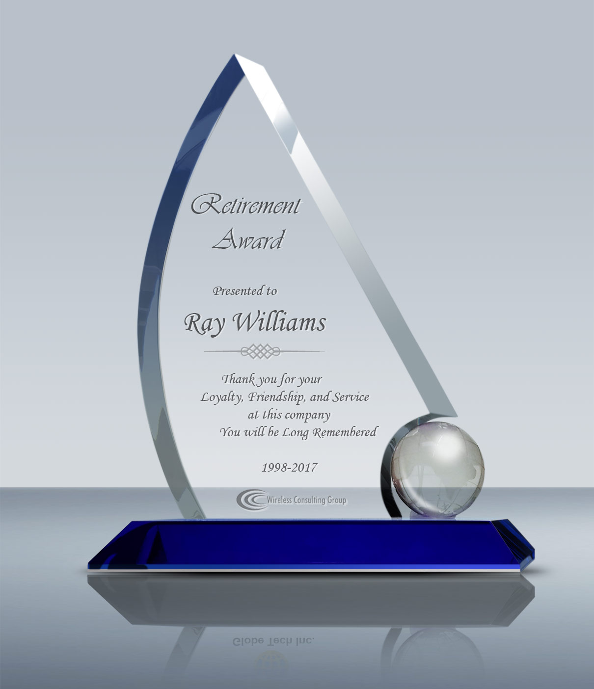 Unique Retirement Plaque Crystal Sailing Award (013