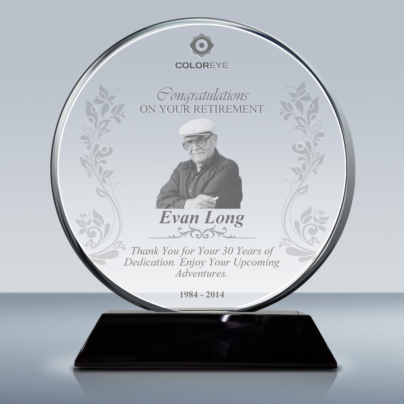 Retirement Plaque Crystal Circle Award 016 Goodcount 3d Crystal