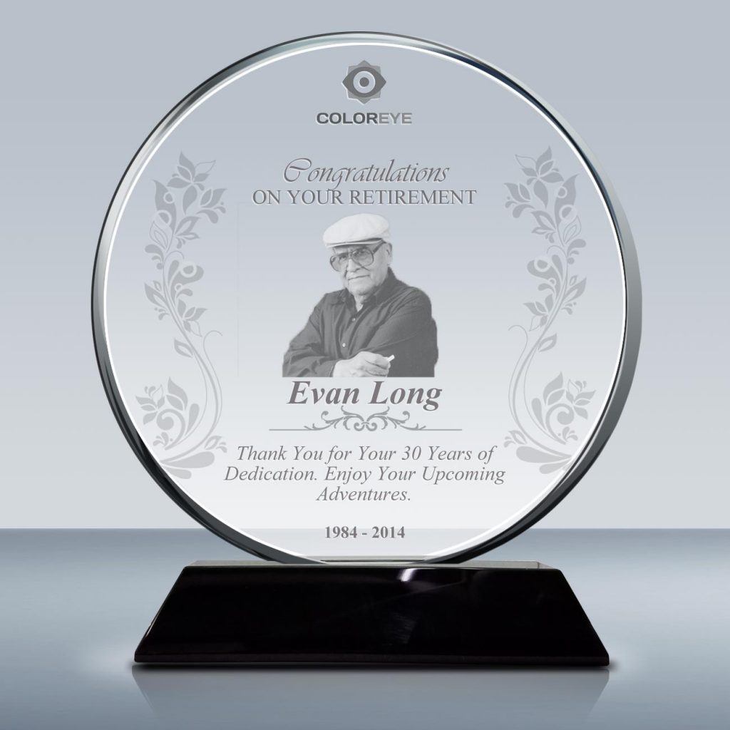 Retirement Gift Crystal Plaque – Progress Award (019) – Goodcount 3D ...