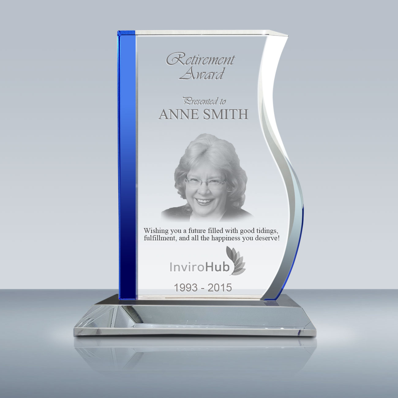 Retirement Gift Crystal Plaque – Progress Award (019) – Goodcount 3D ...