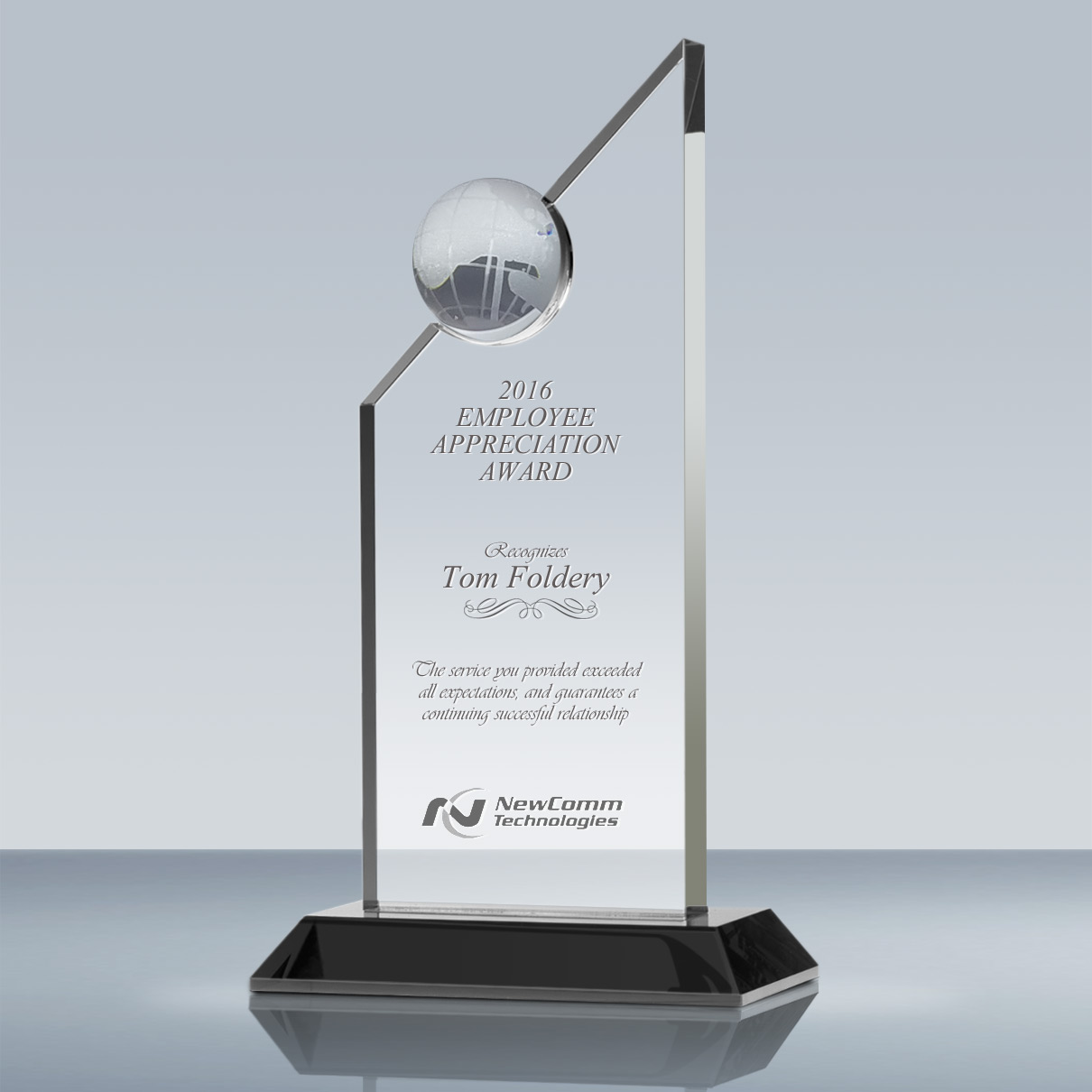 6.5 Inch Custom Crystal Employee Recognition Trophy - Corporate Award With Personalization