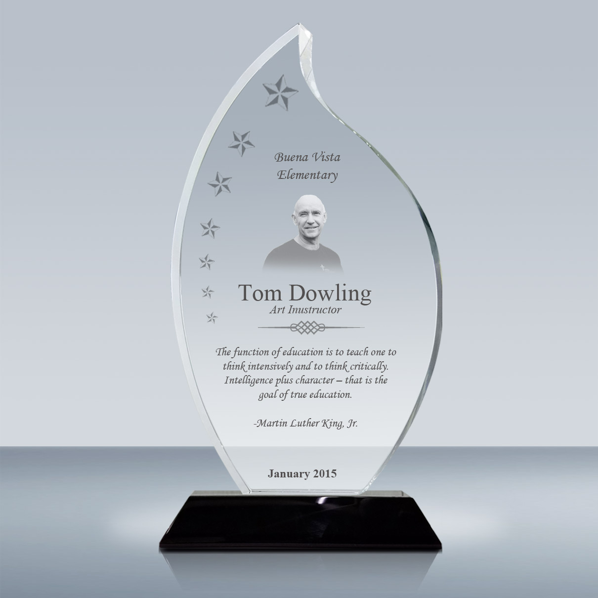 Teacher Glass Trophy with Free Engraving Teacher Crystal Award 