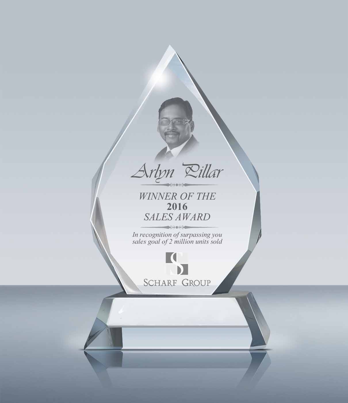 6.75 Custom Sales Excellence Award with Engraving Included Prime Sales Excellence Crystal Awards