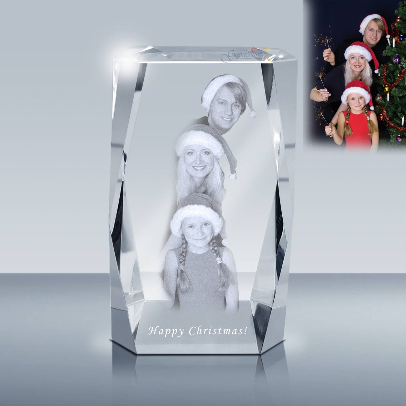 CC80 Geschenkidee Glaswürfel Foto 2D in 3D Laser Foto Weihnachten Taufe Hund 